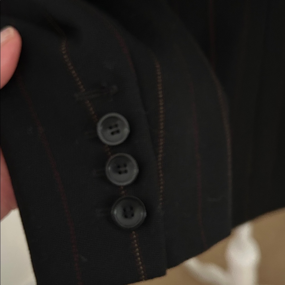 Ann Taylor Black Wool Pinstripe Blazer sz 6 - Picture 5 of 7